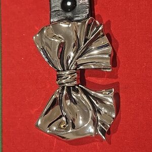 Beautiful Black Belt with Rare Vintage Rock Rebel Bow Buckle Y2K